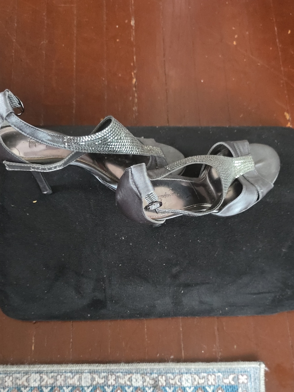 Women's Black Dress Sandals with Sparkle Strap